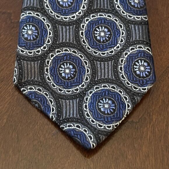 Vintage Culwell & Son Dallas Blue Gray Hand Made 100% Silk Made In USA - Picture 6 of 11